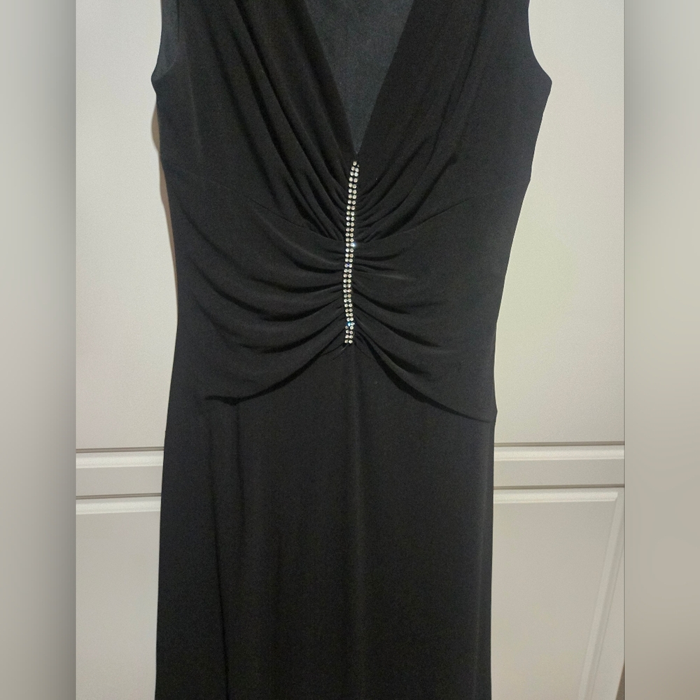 Laundry By Shelli Segal Black Midi Dress with Embellished Detail
